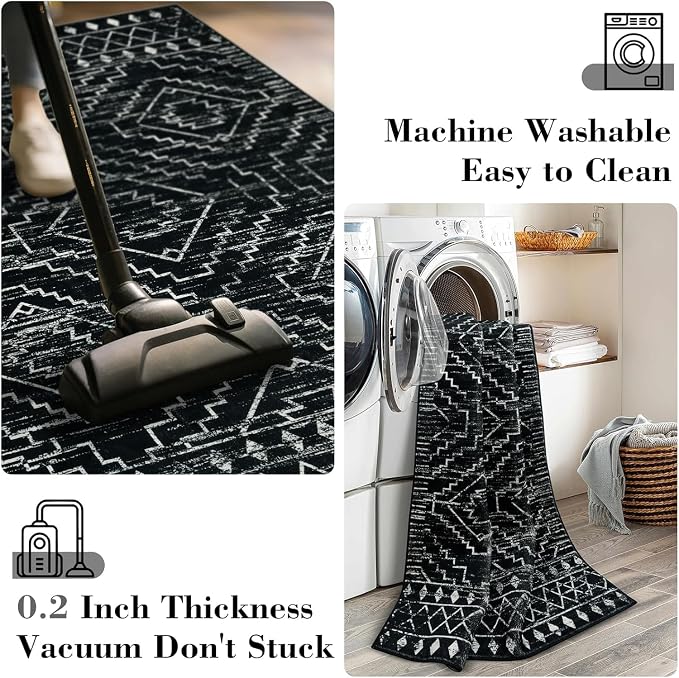 Wonnitar Moroccan Washable Area Rug 5x7, Non-Slip Boho Bedroom Throw Mat - Image 3
