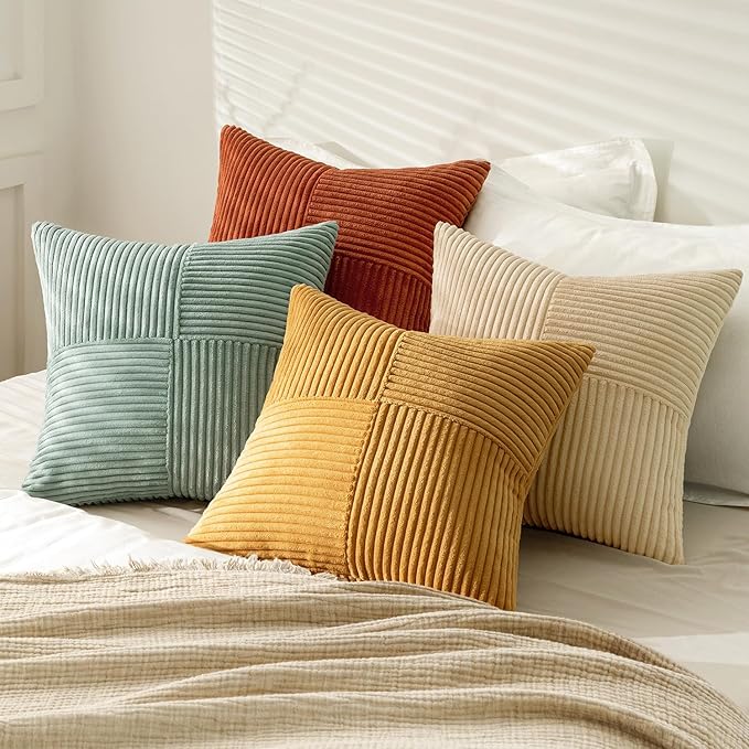 MIULEE Teal-Orange Decorative Throw Pillow Covers 22x22 Inch Set of 4 Boho - Image 3