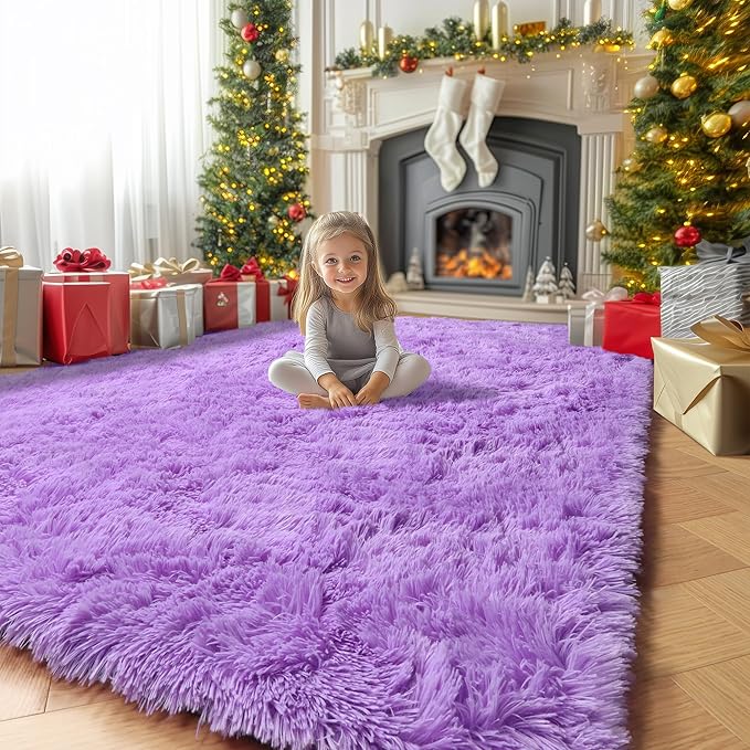 Amdrebio Purple Area Rugs for Bedroom Girls Room Decor Aesthetic, 5x7 Cute by Amdrebio
