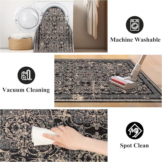 Vaukki Hallway Runner Rug, Vintage Shaggy Soft Laundry Rug Runner, Non Slip - Image 5