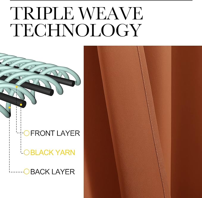 NICETOWN RV Blackout Curtains for Camper Windows, Burnt Orange, Short Blackout - Image 3