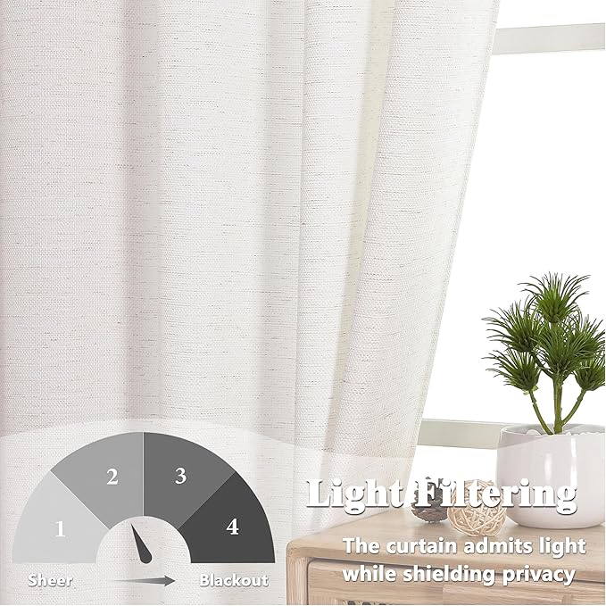 Gwine Natural Valance for Windows, Light Filtering Faux Linen Textured Kitchen - Image 4