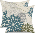 Blue Army Green Outdoor Pillow Covers Set of 2 18X18 Inch Teal Floral Elegant by DFXSZ