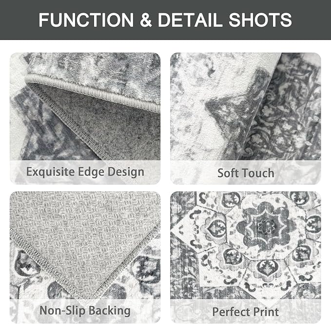 Tritard 100% Non Slip Kitchen Rugs Sets of 3 Washable Boho Kitchen Mats - Image 5