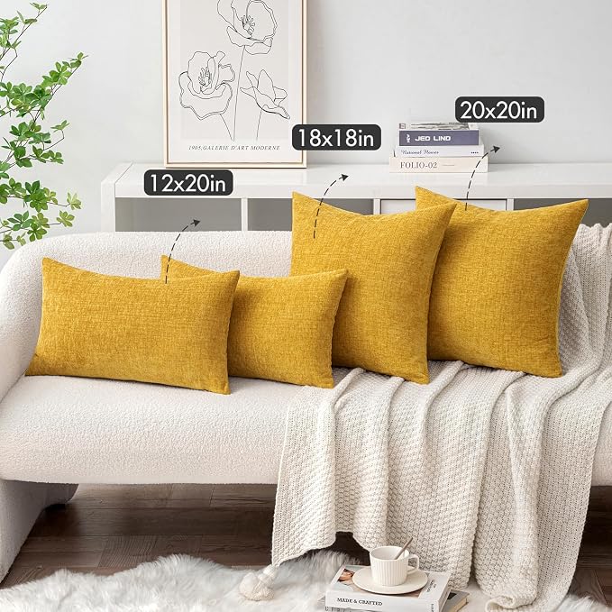 MIULEE Pack of 2 Mustard Yellow Throw Pillow Covers 18x18 Inch Soft Spring - Image 4