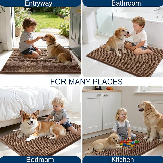 OLANLY Dog Door Mat for Muddy Paws 44x24, Ultra Absorbent Chenille Mud Doormat - Image 8