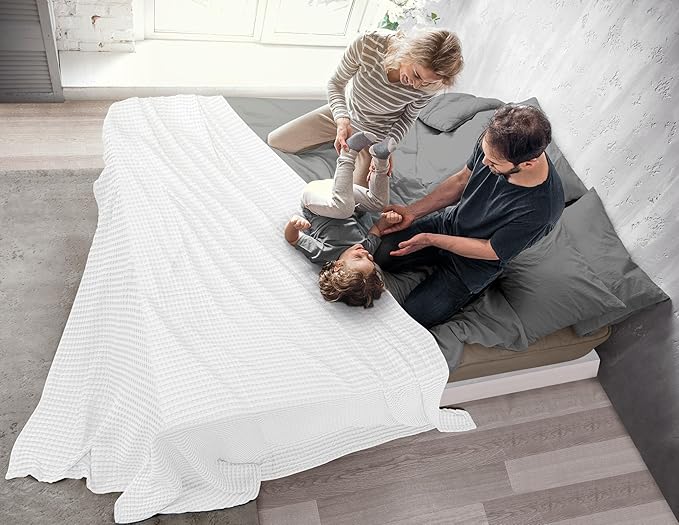 Utopia Bedding White 100% Cotton Waffle Blanket 300 GSM Soft Lightweight - Image 7