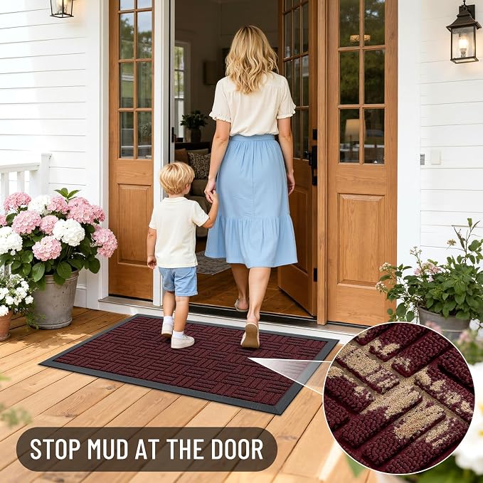 OLANLY Front Door Mat Outside Entrance 47x32, Heavy Duty Sturdy Natural Rubber - Image 7