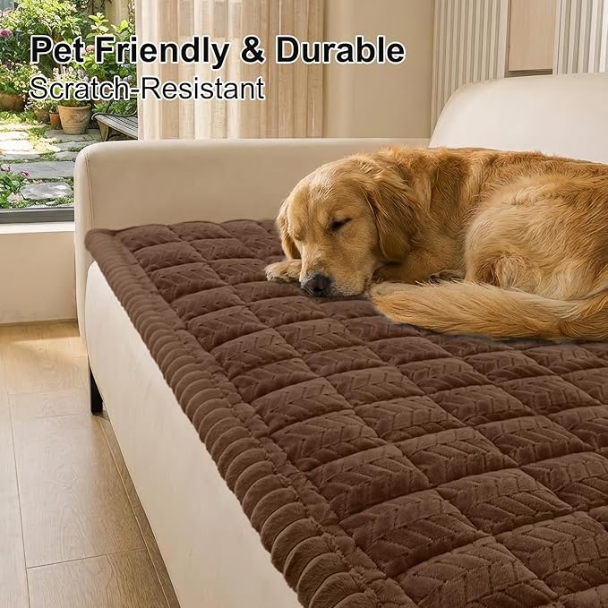 Smiry Non Slip Couch Covers for Dogs, Fuzzy Pet Couch Covers for 3 Cushion Sofa - Image 2