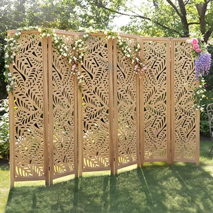 JOSTYLE Wooden Room Divider Screen, 6-Panel Screen Divider by Jostyle