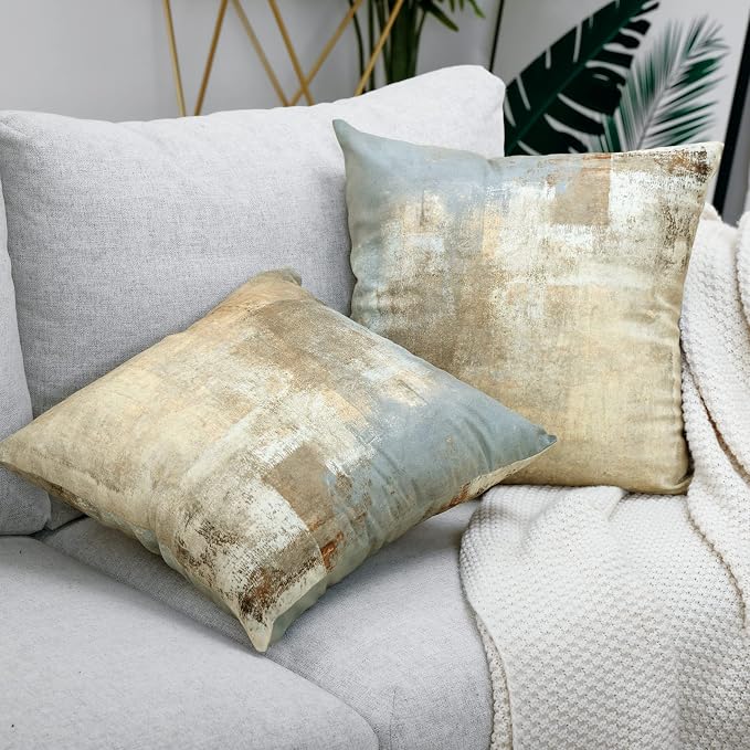 Grey and Beige Abstract Art Contemporary Pillow Cover, Modern Neutral - Image 3