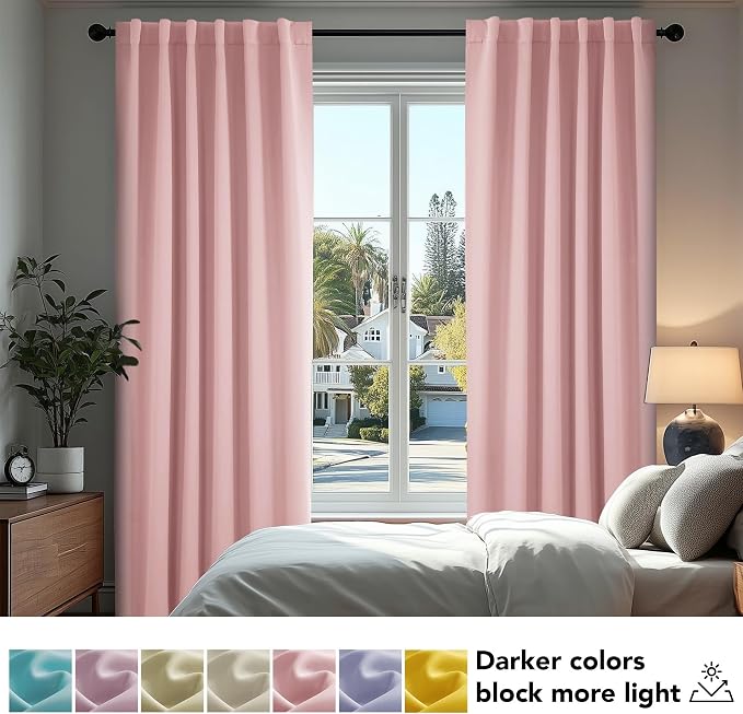 Deconovo Back Tab and Rod Pocket Drapes and Curtains Short Blackout Curtains - Image 4