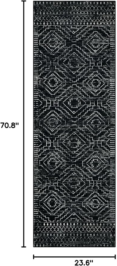 Wonnitar Washable Kitchen Runner Rug 2x6, Moroccan Black Runners - Image 2