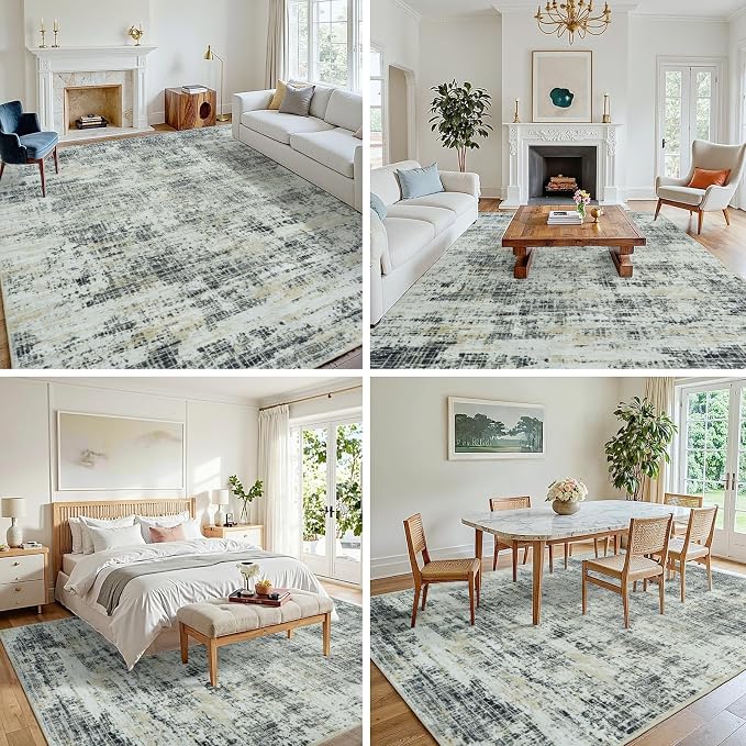 9x12 Area Rugs for Living Room Washable Rug: Anti-Skid Abstract Modern Living - Image 3