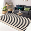 OLANLY Beige and Black Striped Rug 3' x 5' – Washable Cotton Doormat by OLANLY