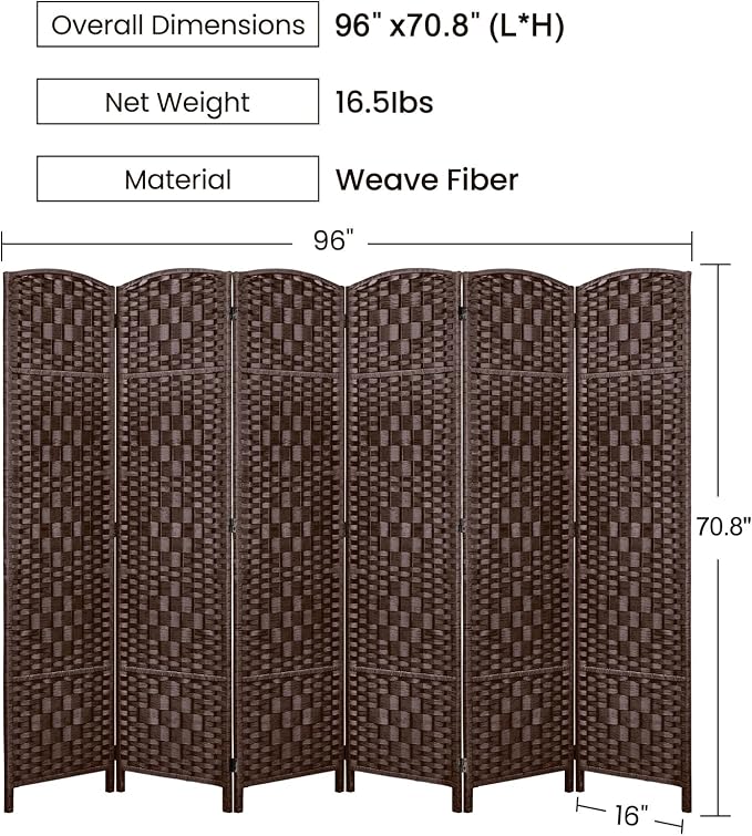 Rose Home Fashion Room Divider, 6 ft Tall Room Dividers and Folding Privacy - Image 3
