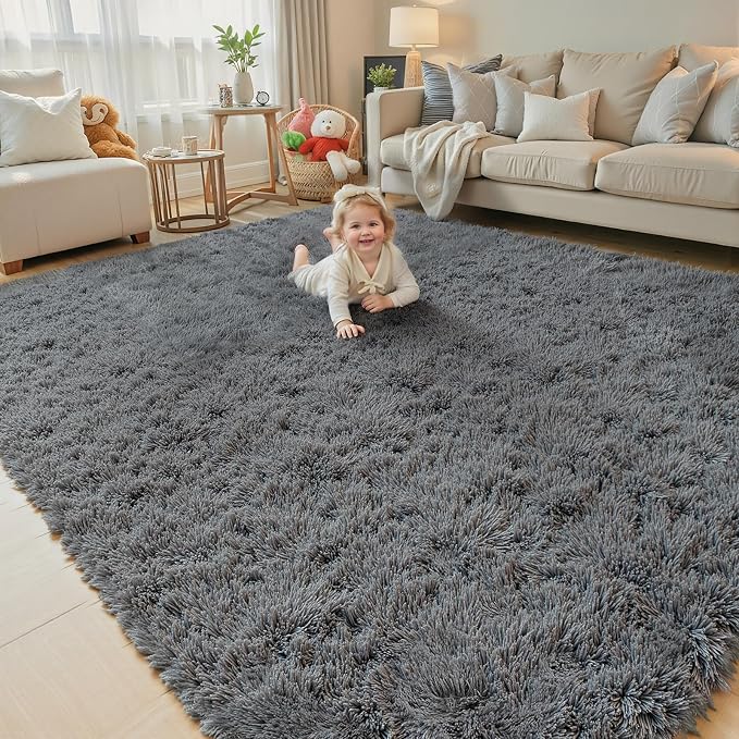 Area Rugs 9x12 Living Room, Large Area Rug Shag Shaggy Carpet Soft Plush Furry - Image 2