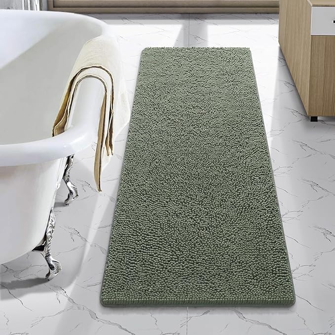LOCHAS Luxury Bathroom Rug Shaggy Bath Mat 48 x 17 Inch, Washable Non Slip Bath by LOCHAS