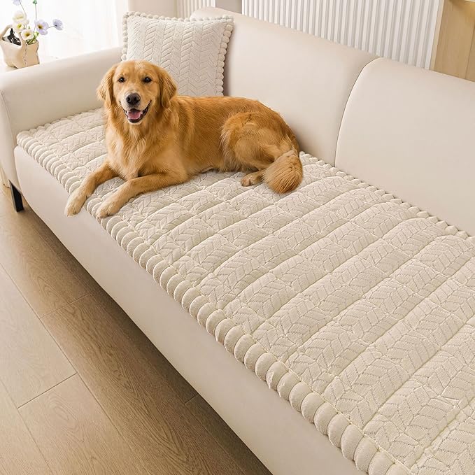 Smiry Non Slip Couch Covers for Dogs, Fuzzy Pet Couch Covers for 2-3 Cushion by Smiry