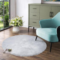 Latepis Round Rugs 4ft Fluffy Washable Rug Circle Furry Grey Rugs by Latepis