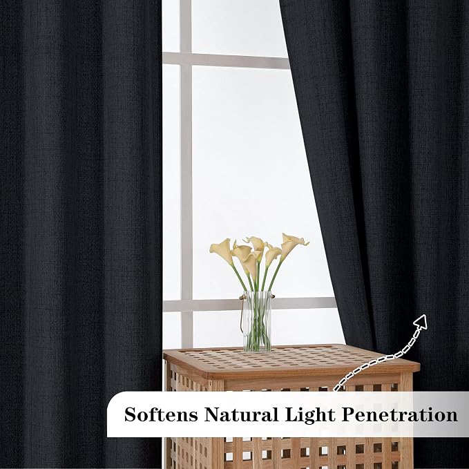 Chyhomenyc Black Valance for Windows, Light Filtering Textured Small Kitchen - Image 8