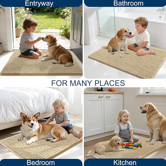 OLANLY Dog Door Mat for Muddy Paws 59x35, Ultra Absorbent Chenille Mud Doormat - Image 8