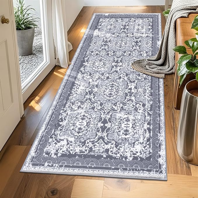 Vaukki Hallway Runner Rug, Vintage Shaggy Soft Laundry Rug Runner, Non Slip by Vaukki