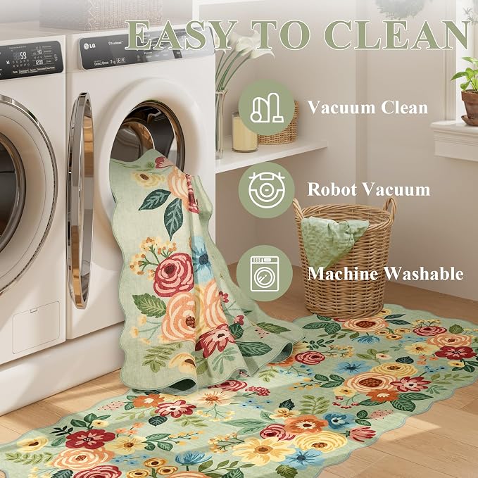 DUKINO 4x6 Area Rug, Floral Non-Slip Indoor Washable Rug - Image 5