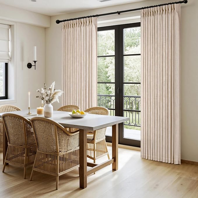 MIULEE Pinch Pleated Thick Linen Curtains 90 Inches Long 2 Panels - Image 3
