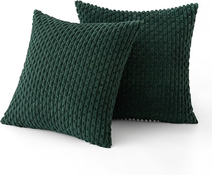 MIULEE Army Green Throw Pillow Covers Soft Corduroy Decorative Eruo Sham Set of - Image 6