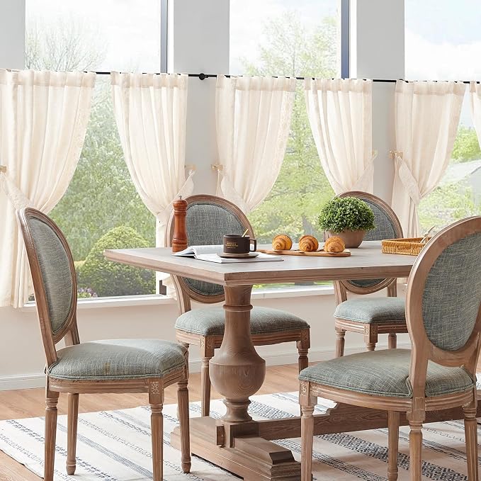 jinchan Small Window Curtains 45 Inch Length Linen Cafe Curtains - Image 8