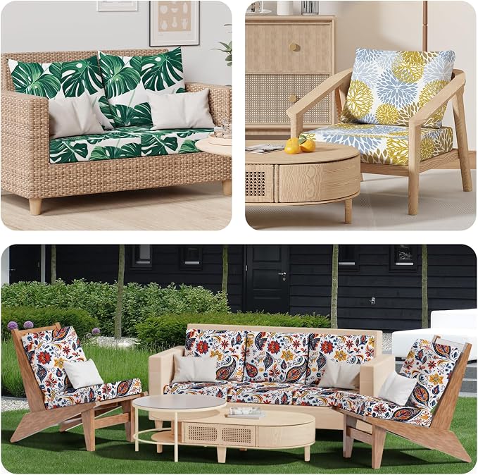 8Pcs Stretch Patio Cushion Covers, Outdoor Couch & Sofa Replacement Slipcovers - Image 9