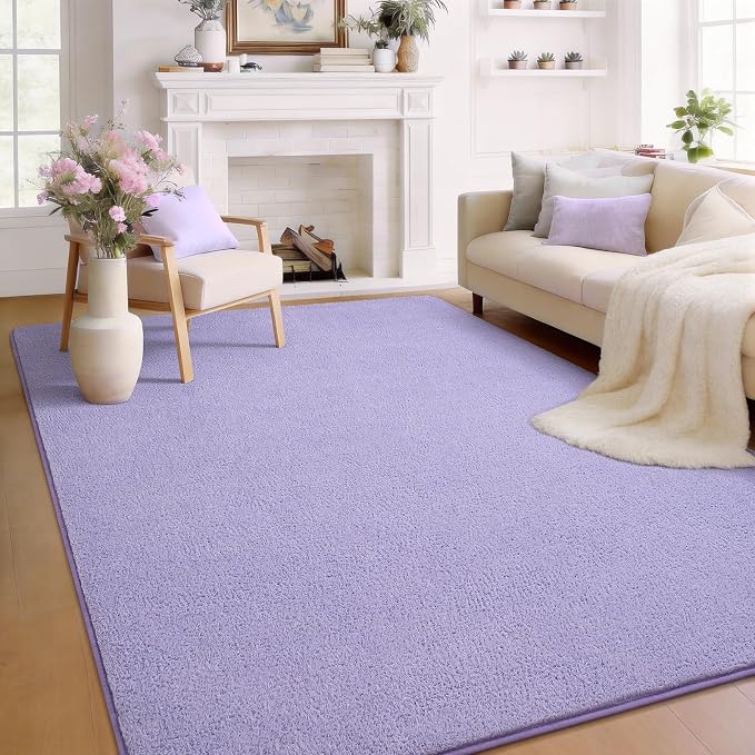 Soft Rugs for Living Room 5x7 Light Purple, Modern Area Rug for Bedroom Nursery by BBENRON
