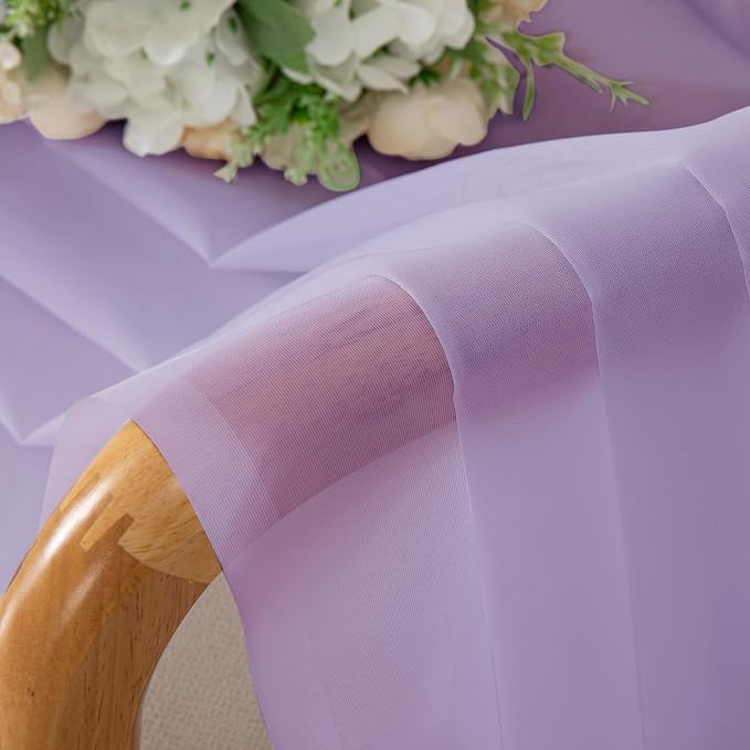 OWENIE Light Purple Sheer Curtains 63 inch Length 2 Panels Set, Rod Pocket - Image 5