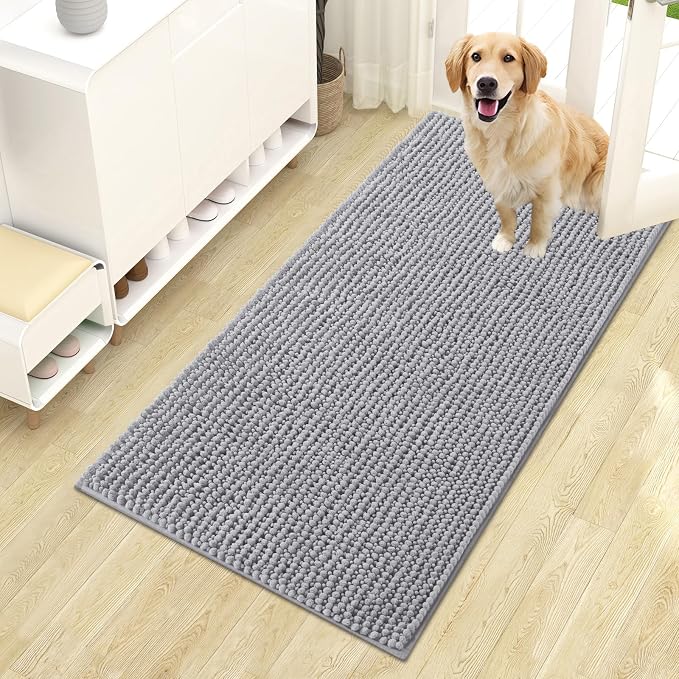 OLANLY Dog Door Mat for Muddy Paws 44x24, Ultra Absorbent Chenille Mud Doormat by OLANLY