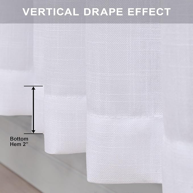 White Linen Curtains 84 Inch Length - Image 6