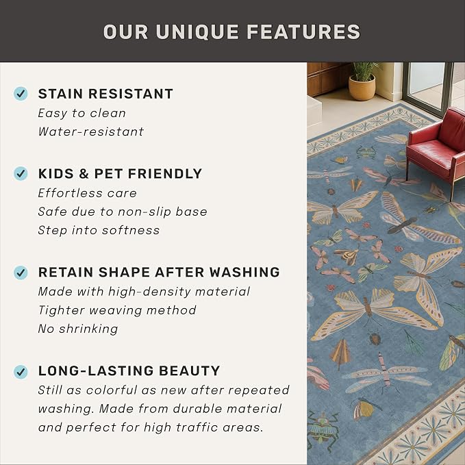 Washable 4x6 Small Rug for Living Room, Area Rug for Kitchen, Large Entryway - Image 7