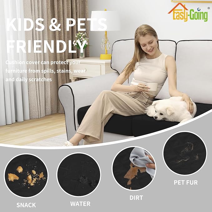 Easy-Going Waterproof Loveseat Cushion Covers, Non-Slip Leakproof Sofa Seat - Image 5