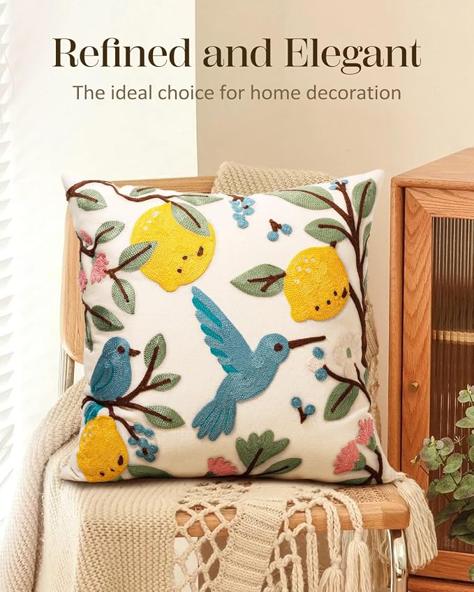 Embroidered Throw Pillow Cover 18x18 Inch - Image 5