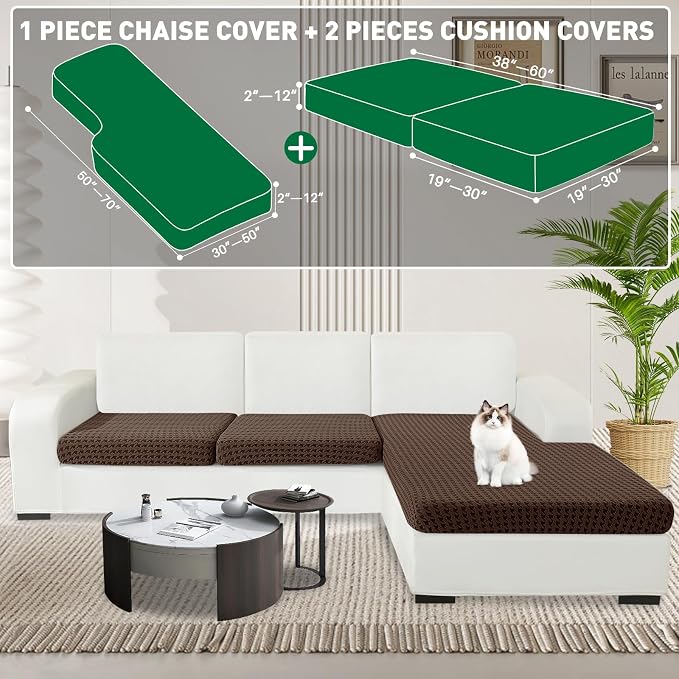 MAXIJIN Couch Cushion Covers for Sectional Sofa, Stretch Sofa Cushion Cover - Image 2
