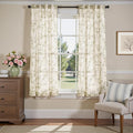 jinchan Linen Floral Curtains 63 Inch Farmhouse Country Flower Drapes Rustic by JINCHAN