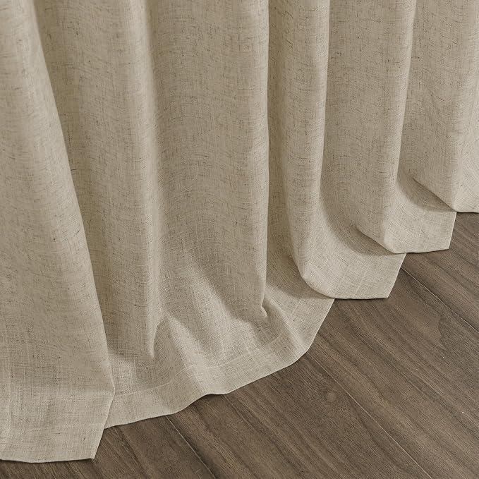 Eggshell Beige Linen Curtains for Living Room 98 Inches Long Light Filtering - Image 9