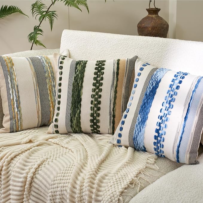 Aeckself Boho Throw Pillow Covers 18x18 Inch Set of 2, Farmhouse Decorative - Image 4