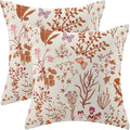 AEIOAE Fall Pillow Covers 18x18 Inch Set of 2, Burnt Orange Wild Flower Plant by AEIOAE
