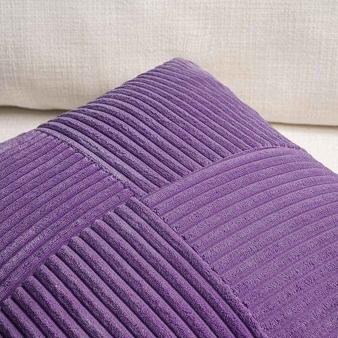 Fancy Homi 2 Packs Purple Big Decorative Throw Pillow Covers 24x24 Inch - Image 3