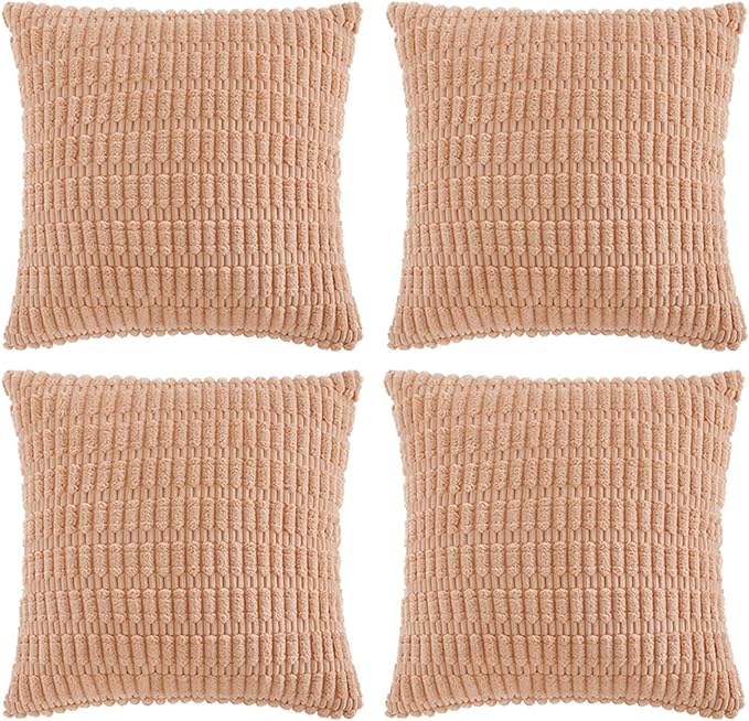 Fancy Homi 4 Packs Peach Decorative Throw Pillow Covers 18x18 Inch by Fancy+Homi
