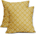 Yellow Floral Block Print Pillow Covers 20x20 Inch Set of 2, Vintage Flower by Sivirary