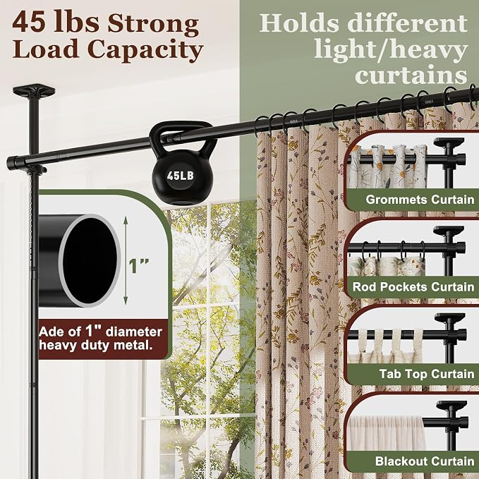 Goovilla Room Divider for Room Separation, Tension Curtain Rods No Drilling - Image 4