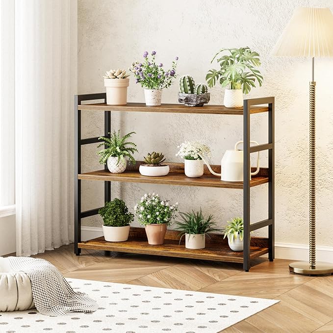 NUMENN Wide Bookshelf, 3 Tier Bookshelves, Home Office Bookcase Shelf Storage - Image 5