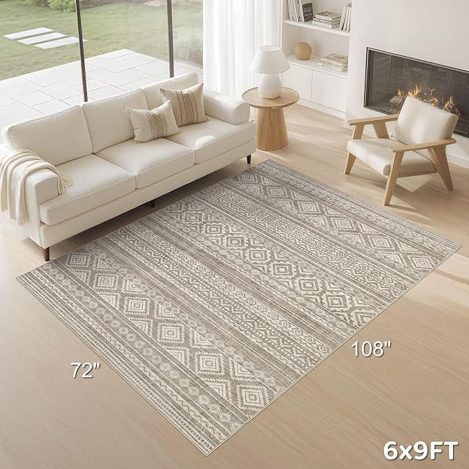 cotiled 6x9 Area Rug Living Room: Washable Boho Rugs - Image 9